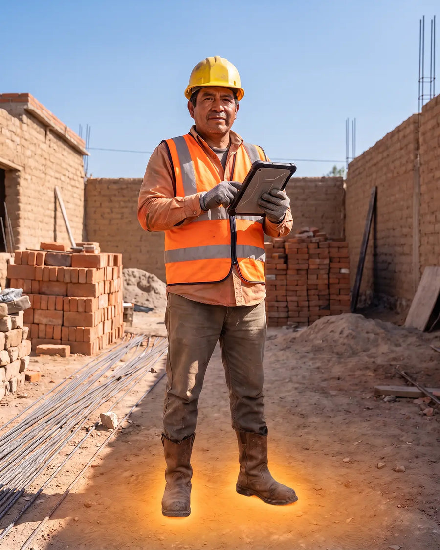Trabajador de la construcción mexicano con plantillas NubePie